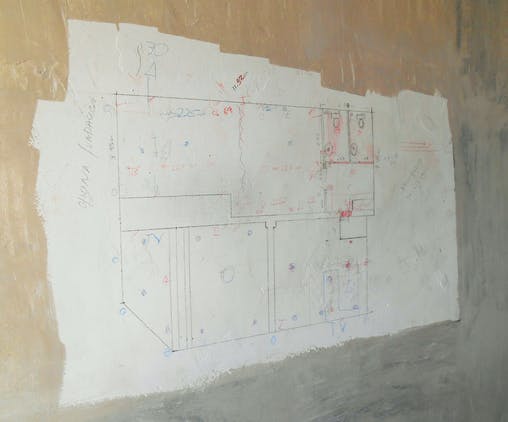Blueprints Drawn On A Wall