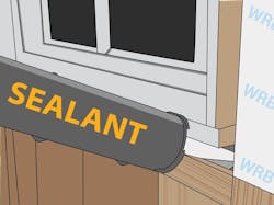 Illustration of how to create a back dam with sealant Illustration of how to create a back dam with sealant