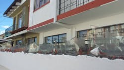 Wall with broken glass on top Wall with broken glass on top