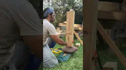 How to Scribe a Post to Stone - Marking a Scribed Stone Post and Cutting with Power Tools
